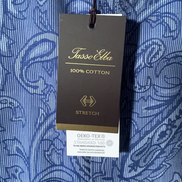 NWT TASSO ELBA MENS BLUE PAISLEY BUTTON UP SHIRT - Picture 4 of 8